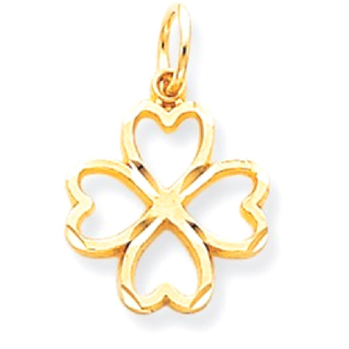 IceCarats 10k Yellow Gold Shamrock Pendant Charm Necklace Good Luck Italian Horn