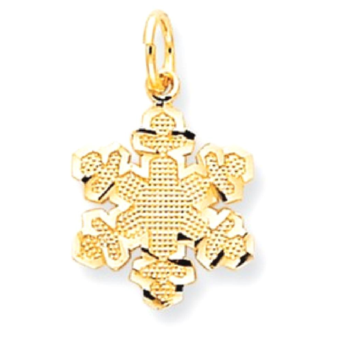 IceCarats 10k Yellow Gold Solid Snowflake Pendant Charm Necklace Winter