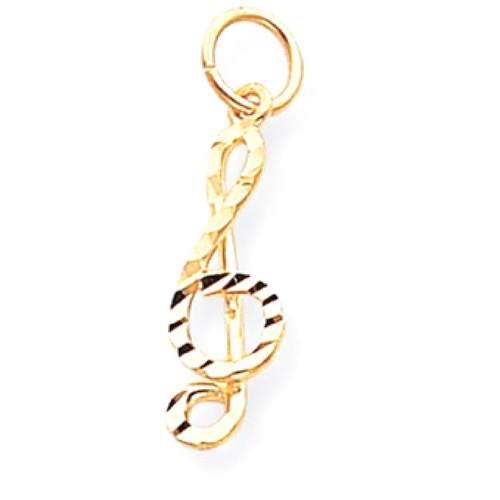 IceCarats 10k Yellow Gold Medium Solid Treble Clef Pendant Charm Necklace Musical