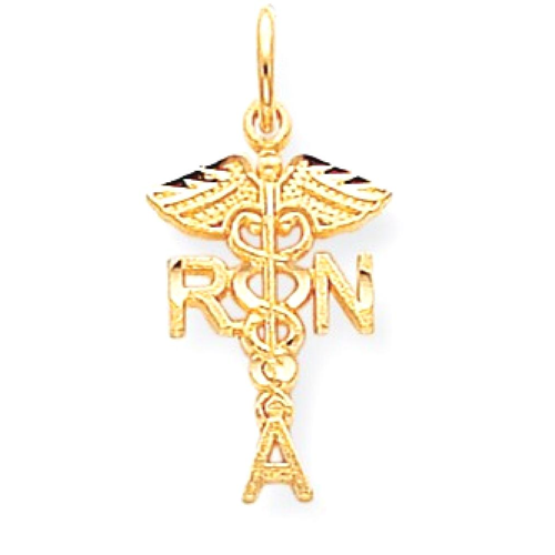 IceCarats 10k Yellow Gold Solid Caduceus Angel Nursing Rn Registered Nurse Pendant Charm Necklace Career Professional Medical
