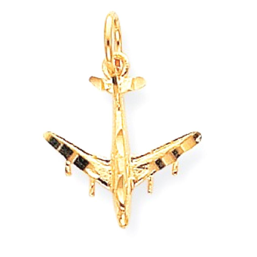 IceCarats 10k Yellow Gold Solid Airplane Pendant Charm Necklace Travel Transportation
