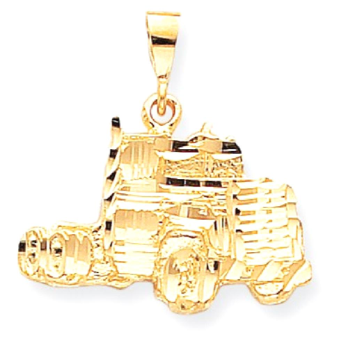IceCarats 10k Yellow Gold Solid Semi Truck Pendant Charm Necklace Travel Transportation