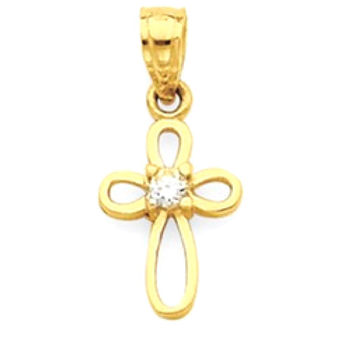 IceCarats 10k Yellow Gold Small Cubic Zirconia Cz Cross Religious Pendant Charm Necklace Fancy