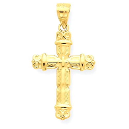 IceCarats 10k Yellow Gold Fleur De Lis Cross Religious Pendant Charm Necklace