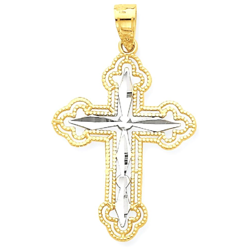 IceCarats 10k Yellow Gold Cross Religious Pendant Charm Necklace Passion