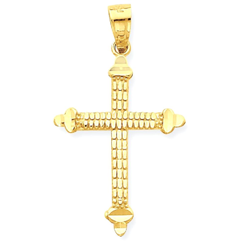 IceCarats 10k Yellow Gold Budded Cross Religious Pendant Charm Necklace