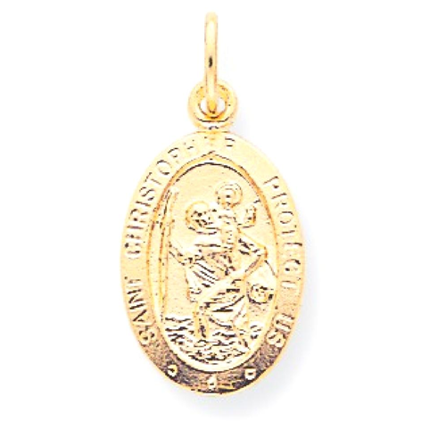 IceCarats 10k Yellow Gold Solid Saint Christopher Pendant Charm Necklace Religious Patron Medal St Chrisher
