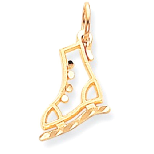 IceCarats 10k Yellow Gold Ice Skate Pendant Charm Necklace Sport Skating