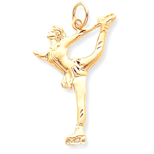 IceCarats 10k Yellow Gold Solid Figure Skater Pendant Charm Necklace Sport Ice Skating