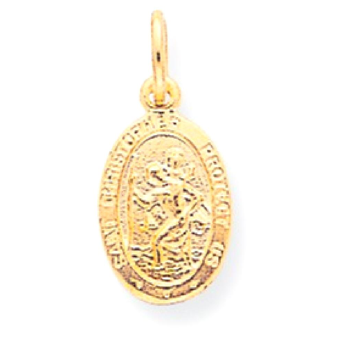 IceCarats 10k Yellow Gold Solid Saint Christopher Pendant Charm Necklace Religious Patron Medal St Chrisher