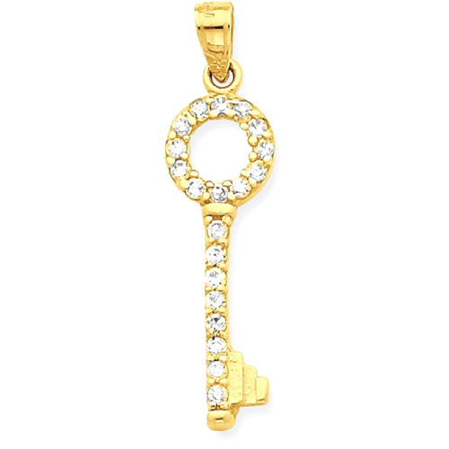 IceCarats 10k Yellow Gold Cubic Zirconia Cz Key Pendant Charm Necklace