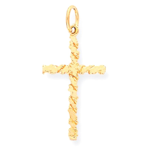 IceCarats 10k Yellow Gold Nugget Cross Religious Pendant Charm Necklace Latin