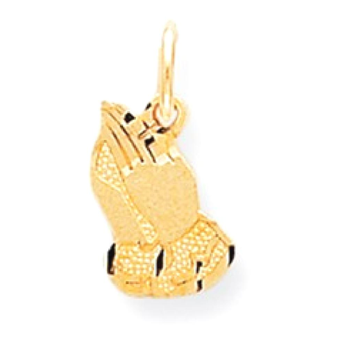 IceCarats 10k Yellow Gold Praying Hands Pendant Charm Necklace Religious