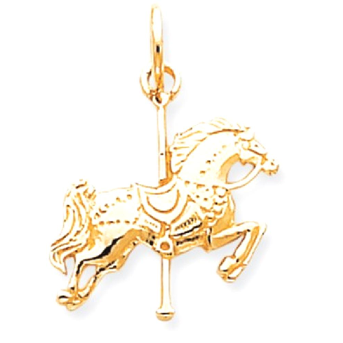 IceCarats 10k Yellow Gold Solid Carousel Horse Pendant Charm Necklace Kid