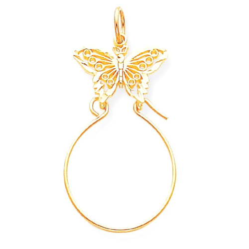 IceCarats 10k Yellow Gold Filigree Butterfly Pendant Charm Necklace Holder