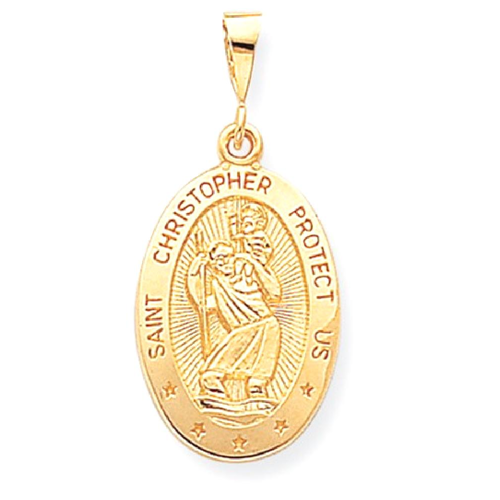 IceCarats 10k Yellow Gold Saint Christopher Medal Pendant Charm Necklace Religious Patron St Chrisher