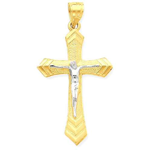 IceCarats 10k Yellow Gold Passion Crucifix Cross Religious Pendant Charm Necklace