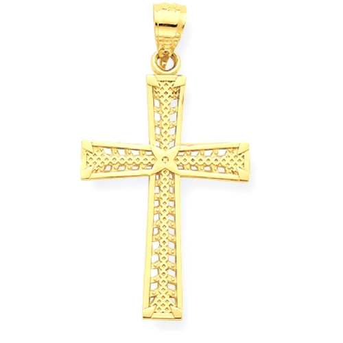 IceCarats 10k Yellow Gold Cross Religious Pendant Charm Necklace Latin