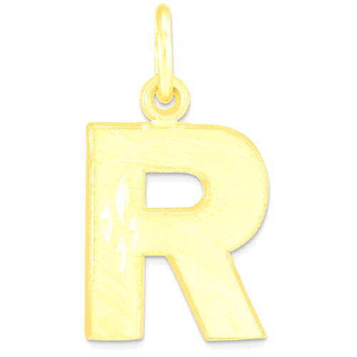 IceCarats 10k Yellow Gold Initial Monogram Name Letter R Pendant Charm Necklace