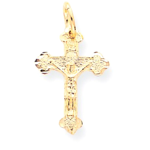 IceCarats 10k Yellow Gold Crucifix Cross Religious Pendant Charm Necklace Budded