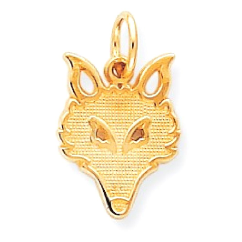 IceCarats 10k Yellow Gold Solid Flat Back Small Fox Head Pendant Charm Necklace Animal Wild