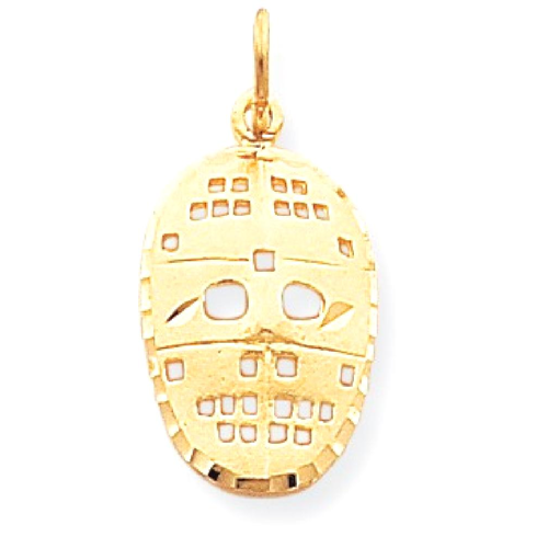IceCarats 10k Yellow Gold Hockey Mask Pendant Charm Necklace Sport