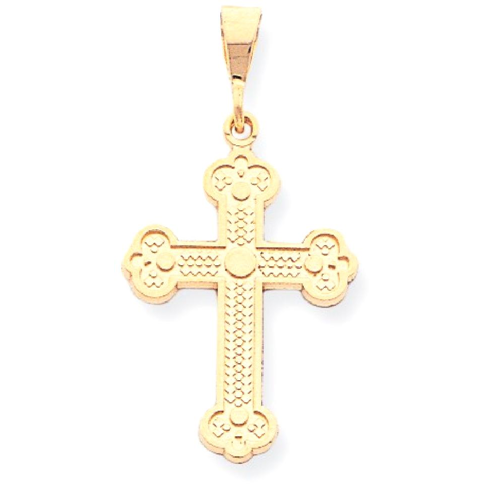 IceCarats 10k Yellow Gold Cross Religious Pendant Charm Necklace Fleur De Lis