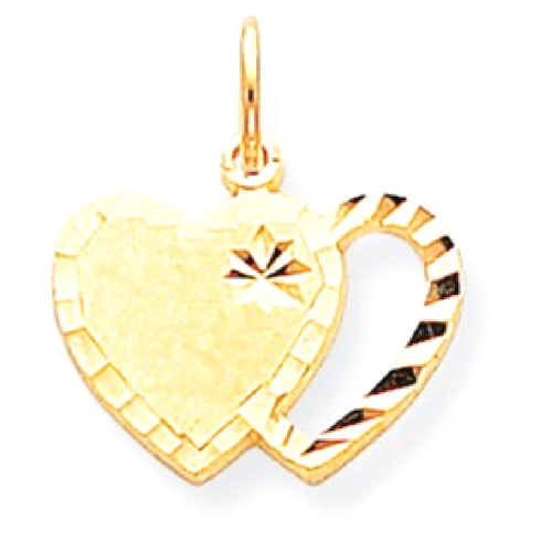 IceCarats 10k Yellow Gold Solid Double Heart Pendant Charm Necklace Love