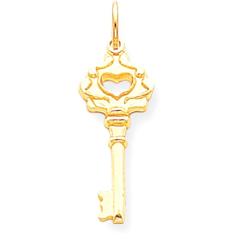 IceCarats 10k Yellow Gold Solid Key Pendant Charm Necklace
