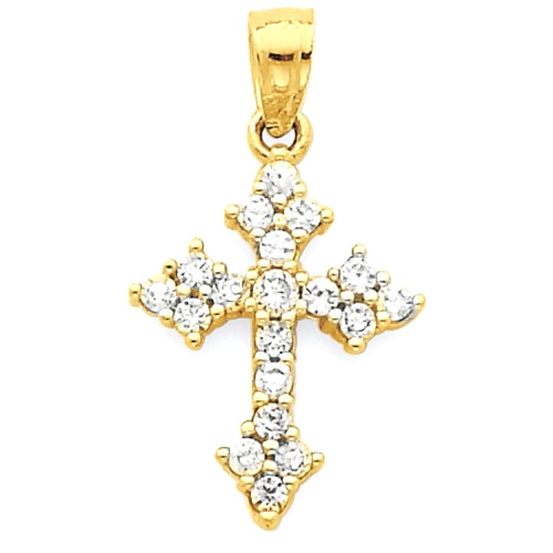 IceCarats 10k Yellow Gold Cubic Zirconia Cz Passion Cross Religious Pendant Charm Necklace Budded
