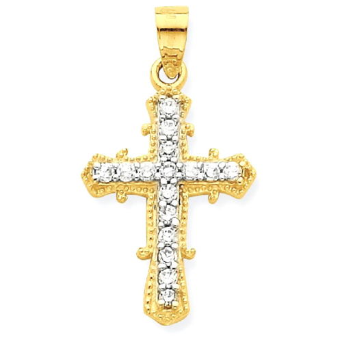 IceCarats 10k Yellow Gold Cubic Zirconia Cz Cross Religious Pendant Charm Necklace Latin