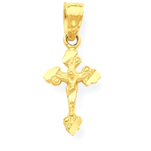 IceCarats 10k Yellow Gold Tiny Crucifix Cross Religious Pendant Charm Necklace Passion