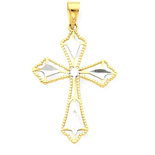 IceCarats 10k Yellow Gold Cross Religious Pendant Charm Necklace Passion