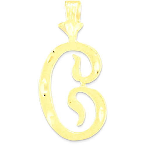IceCarats 10k Yellow Gold Grooved Initial Monogram Name Letter C Pendant Charm Necklace