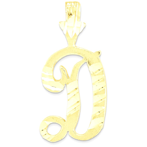 IceCarats 10k Yellow Gold Grooved Initial Monogram Name Letter D Pendant Charm Necklace