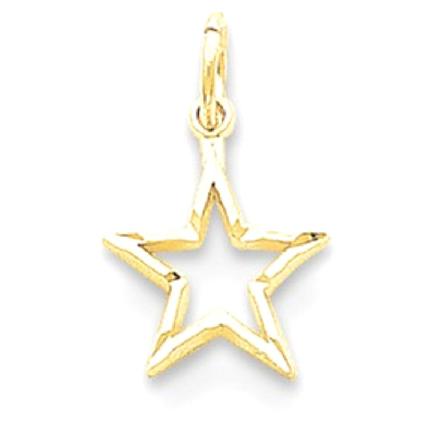 IceCarats 10k Yellow Gold Flat Back Star Pendant Charm Necklace Celestial