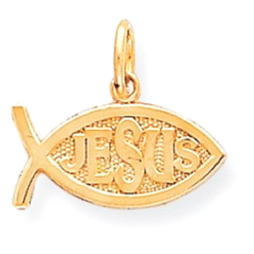 IceCarats 10k Yellow Gold Jesus Fish Pendant Charm Necklace Religious Ichthu