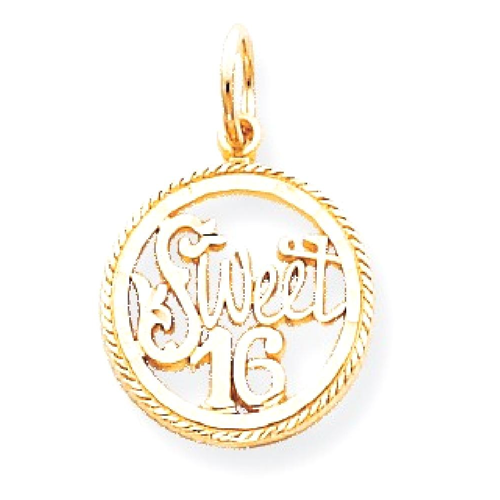 IceCarats 10k Yellow Gold Sweet Sixteen Girl 16 Birthday Pendant Charm Necklace