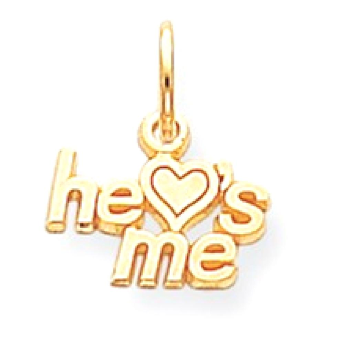 IceCarats 10k Yellow Gold He Loves Me Pendant Charm Necklace Love
