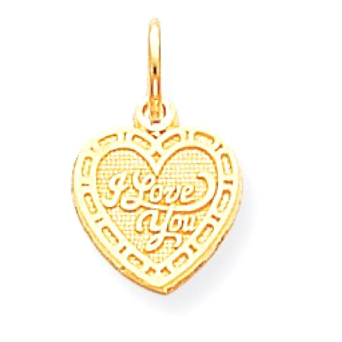 IceCarats 10k Yellow Gold I Love You Heart Pendant Charm Necklace Talking