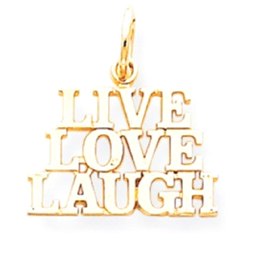 IceCarats 10k Yellow Gold Live Love Laugh Pendant Charm Necklace