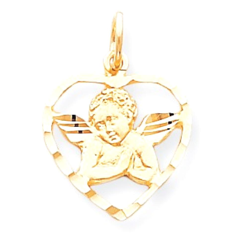IceCarats 10k Yellow Gold Angel Heart Pendant Charm Necklace Religious