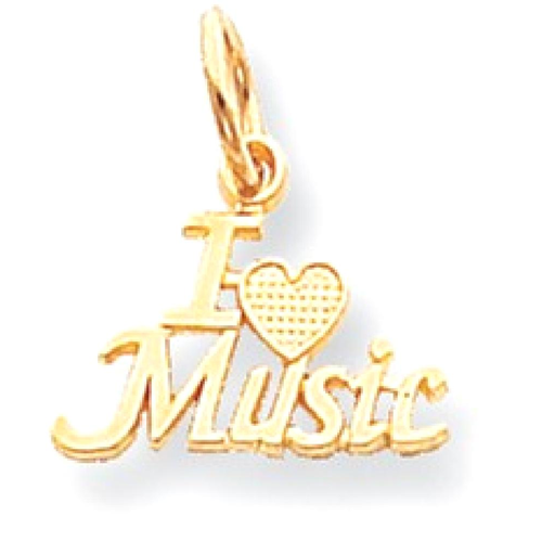 IceCarats 10k Yellow Gold Talking I Love Music Pendant Charm Necklace Musical