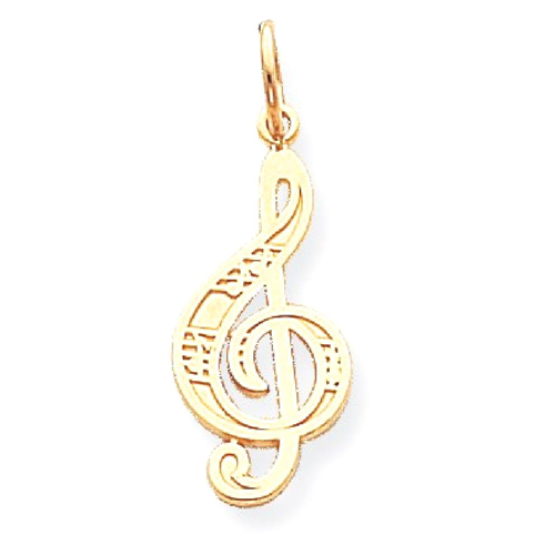 IceCarats 10k Yellow Gold Treble Clef Pendant Charm Necklace Musical