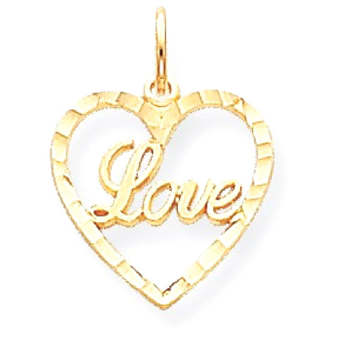 IceCarats 10k Yellow Gold Love In Heart Pendant Charm Necklace