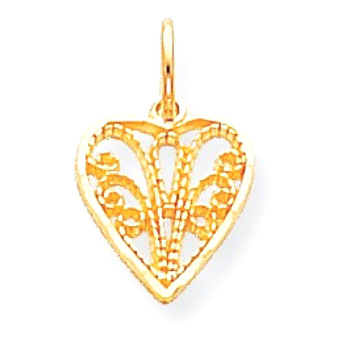 IceCarats 10k Yellow Gold Heart Pendant Charm Necklace Love