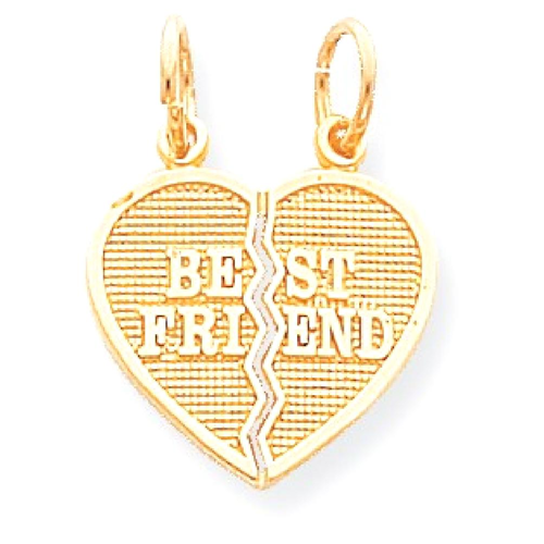 IceCarats 10k Yellow Gold 2 Piece Break Apart Best Friends For Women Bestfriend Friendship Heart Pendant Charm Necklace Love