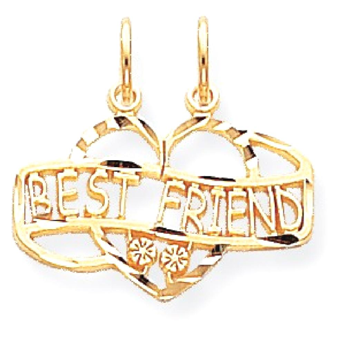 IceCarats 10k Yellow Gold Best Friends For Women Bestfriend Friendship Break Apart Pendant Charm Necklace Love