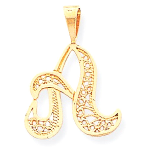 IceCarats 10k Yellow Gold Script Initial Monogram Name Letter A Pendant Charm Necklace