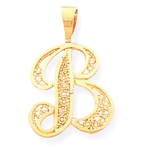 IceCarats 10k Yellow Gold Script Initial Monogram Name Letter B Pendant Charm Necklace
